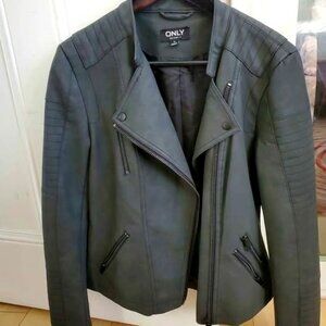 ONLY Black Faux Leather Biker Jacket - New